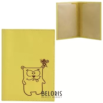 Обложка для паспорта Fabula "Friends", натуральная кожа, тиснение, лимон, O.30.ch