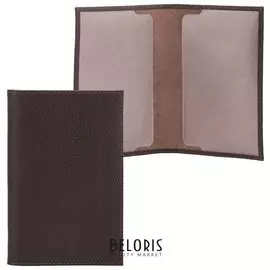 Обложка для паспорта Fabula "Largo", натуральная кожа, тиснение"Passport", коричневая