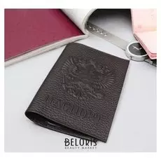 Обложка для паспорта, герб, флотер, цвет кофе