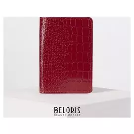 Обложка для паспорта, крокодил, цвет красный