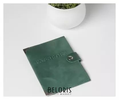 Обложка для паспорта, на клапане, цвет зелёный