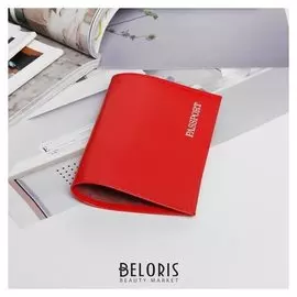 Обложка для паспорта, тиснение, цвет красный глянцевый