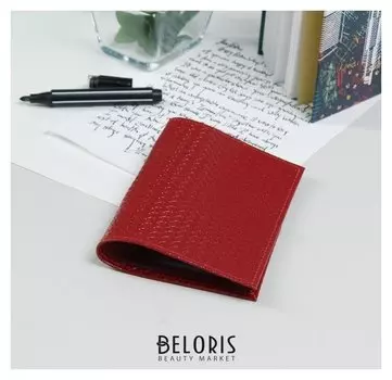 Обложка для паспорта, тиснение, плетёнка, цвет красный