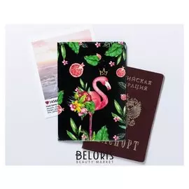 Обложка для паспорта "Тропический фламинго"