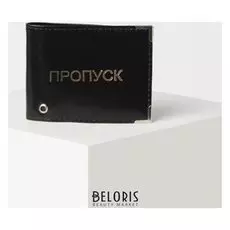 Обложка для удостоверения «Пропуск», с окошком, цвет чёрный