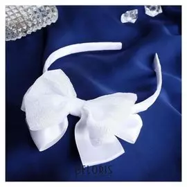 Ободок для волос "Атласный бантик" 1 см, белый