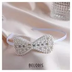 Ободок для волос "Бланш" 0,5 см, бантик, белый