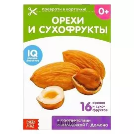 Обучающие карточки Г. домана «Орехи и сухофрукты», на скрепке, 20 стр.