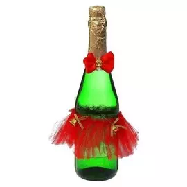 Одежда на бутылку, набор 2 предмета: юбочка, бантик, цвет красный