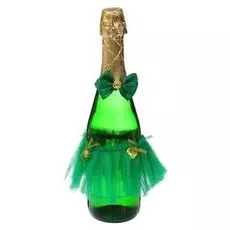 Одежда на бутылку, набор 2 предмета: юбочка, бантик, цвет зелёный