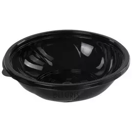 Одноразовые контейнеры круглые, 750 мл, комплект 75 шт., без крышек, ПЭТ, черные, крышки 605111