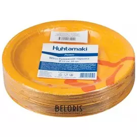 Одноразовые тарелки диаметр 230 мм, комплект 50 шт., картон, холодное / горячее, Хухтамаки "Whizz"