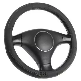 Оплётка Cartage, натуральная кожа, перфорация, размер 38 см, цветная строчка, черный