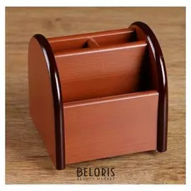 Органайзер 4 секции, на вращающейся подставке, под бук, 12х12х12 см