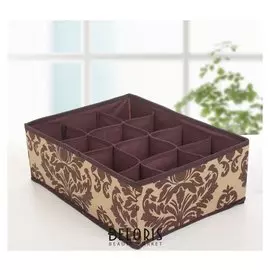 Органайзер для белья 32×24×12 см "Вензель", 12 ячеек, цвет коричнево-бежевый