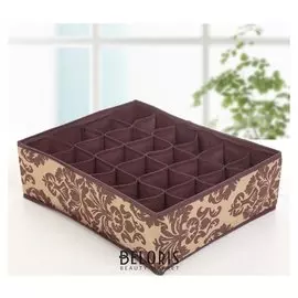 Органайзер для белья 38×30×12 см "Вензель", 24 ячейки, цвет коричнево-бежевый