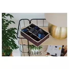 Органайзер для белья «Ваниль», 12 ячеек, 30×19×10 см, цвет коричнево-бежевый