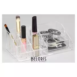Органайзер для маникюрных/косметических принадлежностей, 16 секций, с ящиками, 22,5 × 13 × 8 см, цвет прозрачный
