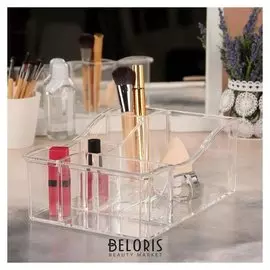 Органайзер для маникюрных/косметических принадлежностей, 6 секций, 23,8 × 16,8 × 9,5 см, цвет прозрачный