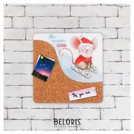 Органайзер из пробкового дерева «Мышка в санях»