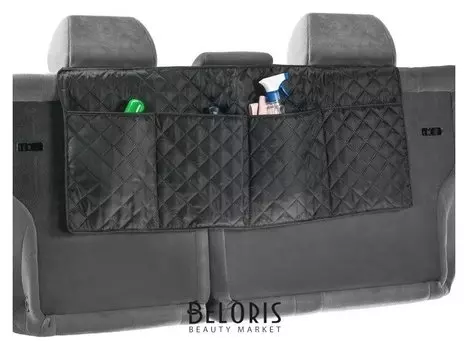Органайзер на спинку сидения в багажник, оксфорд, ромб, черный, размер 95х40 см
