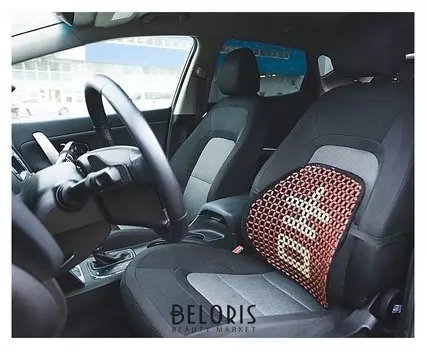 Ортопедическая спинка на сиденье упругая на сиденье 38x39 см, дерево, красно-белый