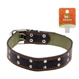 Ошейник комбинированный кожа/брезент, 83 х 4,5 см, безразмерный, микс видов и цветов