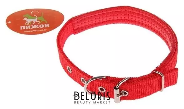Ошейник "Комфорт" комбинированный (Полиэстер, искусственная кожа), 50 х 2 см, красный