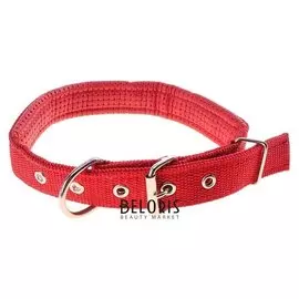 Ошейник "Комфорт" комбинированный (Полиэстер, искусственная кожа), 55 х 2,5 см, красный