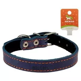 Ошейник кожаный на синтепоне, 46 х 2 см, синий