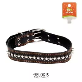 Ошейник кожаный на синтепоне "Ёж", 85 х 4.5 см, микс цветов