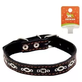 Ошейник кожаный на синтепоне украшенный, 45 х 2 см микс видов и цветов