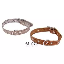 Ошейник кожаный однослойный безразмерный, 2 х 48 см микс цветов