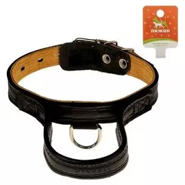 Ошейник кожаный тройной, с ручкой, 57 х 2.5 см, микс цветов