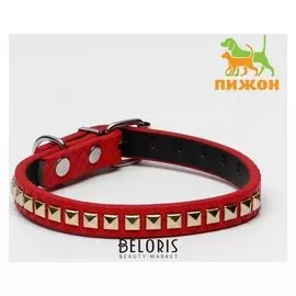 Ошейник рифленый "Грани", 33 х 1,2 см, красный