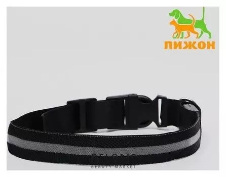 Ошейник с подсветкой, XL, 50-58 см, 3 режима свечения, черно-белый