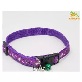 Ошейник "Собачки" до 37 см, ширина 1,5 см, фиолетовый
