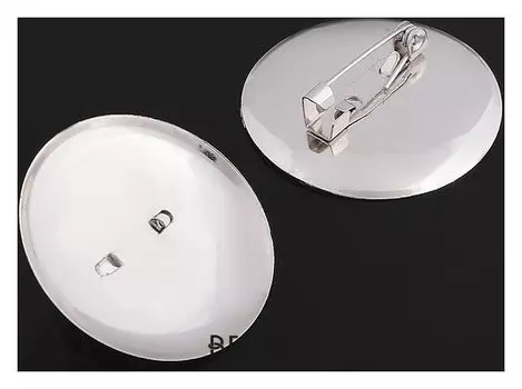 Основа для броши с круглым основанием см-367, (Набор 5шт) 30 мм, цвет серебро