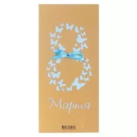 Открытка "С 8 марта" ручная работа, голубой фон