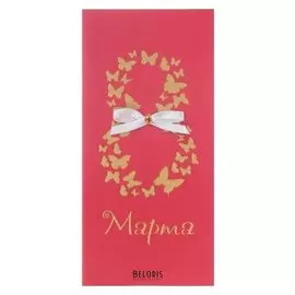 Открытка "С 8 марта" ручная работа, красный фон