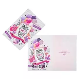 Открытка "С днем рождения!" глиттер, конгрев, шары и пирожные, А4