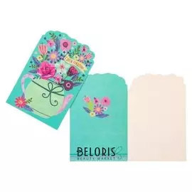 Открытка "С днем рождения!" конгрев, тиснение фольгой, чайник с цветами