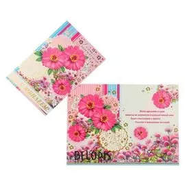Открытка "С юбилеем!" цветы, фольга, А4