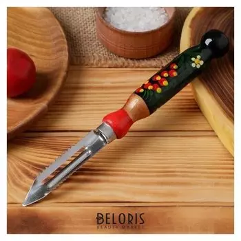 Овощечистка с деревянной ручкой, художественная роспись