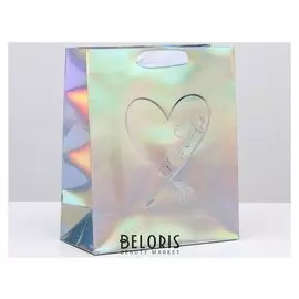 Пакет голографический вертикальный «Любовь», 25 × 21 × 10 см