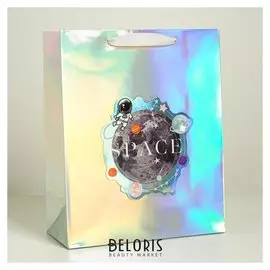 Пакет голографический вертикальный Space, 26 × 32 × 12 см