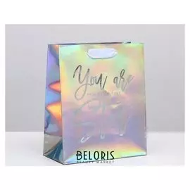 Пакет голографический вертикальный Star, 25 × 21 × 10 см