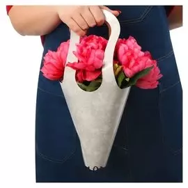 Пакет–конус с бумажными ручками «Растения», 15 × 38 см