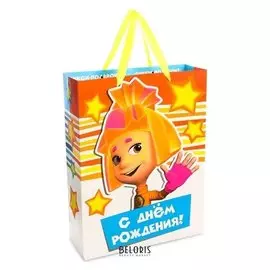 Пакет ламинат вертикальный "С днем рождения!", 31х40х11 см, фиксики