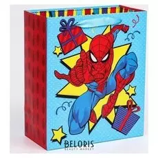 Пакет ламинат вертикальный "С днем рождения!", человек-паук, 23х27х11,5 см